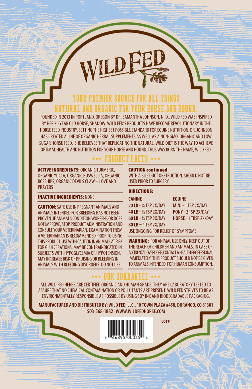Wild Fed Joint Support Herbal Supplement for Horses Equine Organic premium herbs and ingredients
